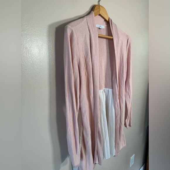 SALE! Pink Fever Mixed Media Long Sweater Size L EUC - Picture 3 of 6